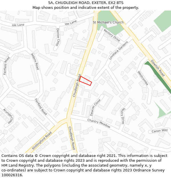 5A, CHUDLEIGH ROAD, EXETER, EX2 8TS: Location map and indicative extent of plot