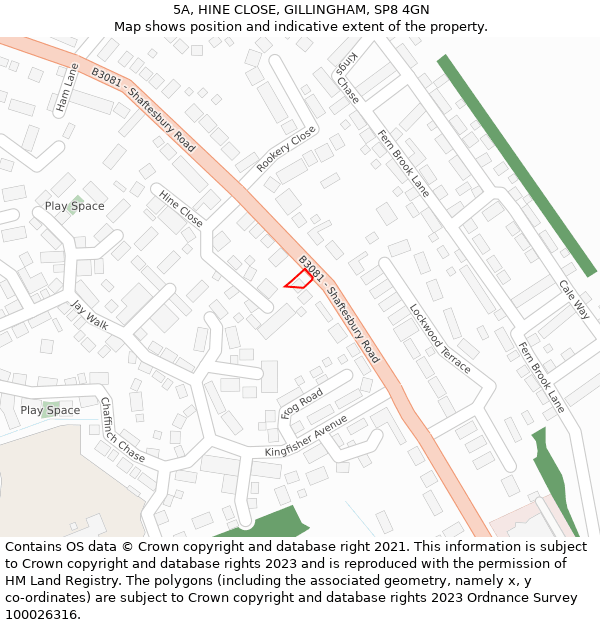 5A, HINE CLOSE, GILLINGHAM, SP8 4GN: Location map and indicative extent of plot