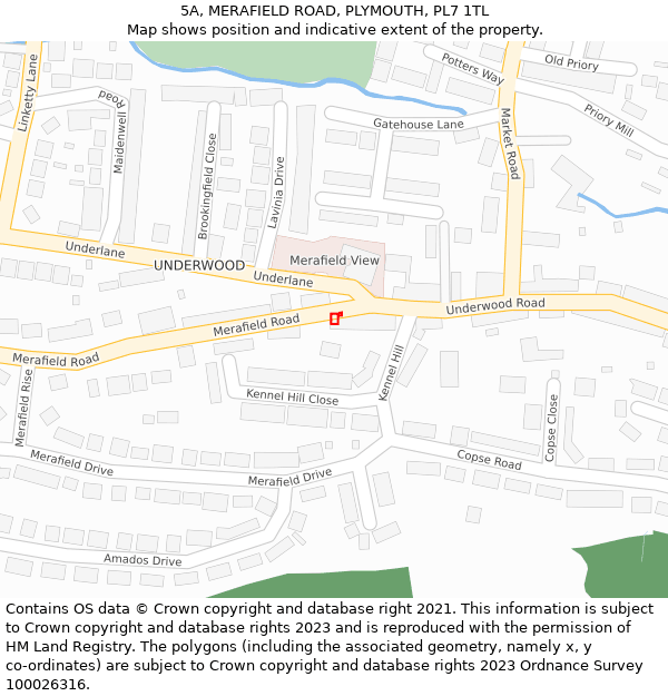 5A, MERAFIELD ROAD, PLYMOUTH, PL7 1TL: Location map and indicative extent of plot