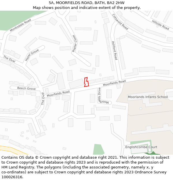 5A, MOORFIELDS ROAD, BATH, BA2 2HW: Location map and indicative extent of plot