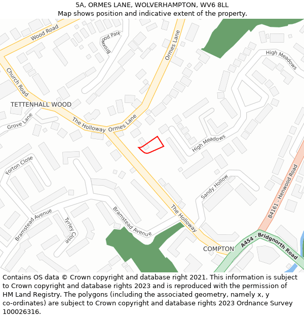 5A, ORMES LANE, WOLVERHAMPTON, WV6 8LL: Location map and indicative extent of plot