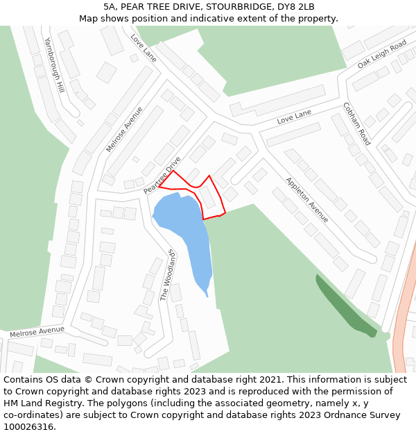 5A, PEAR TREE DRIVE, STOURBRIDGE, DY8 2LB: Location map and indicative extent of plot