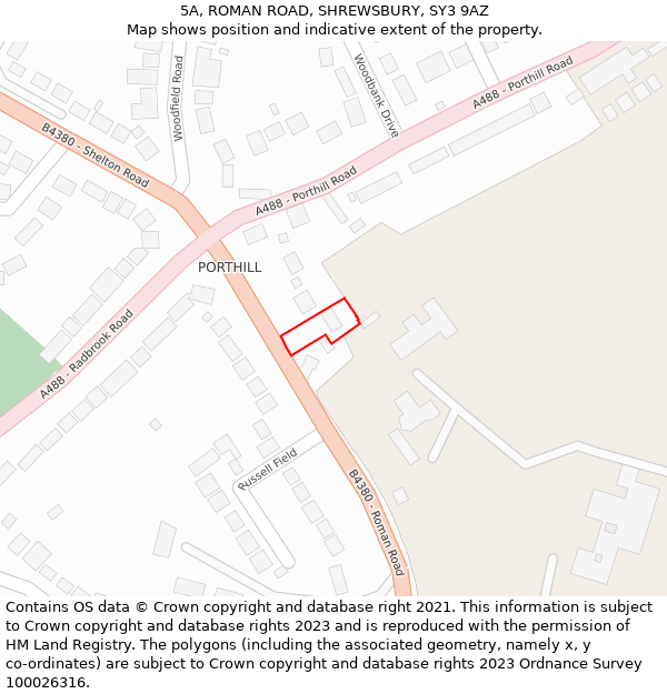 5A, ROMAN ROAD, SHREWSBURY, SY3 9AZ: Location map and indicative extent of plot