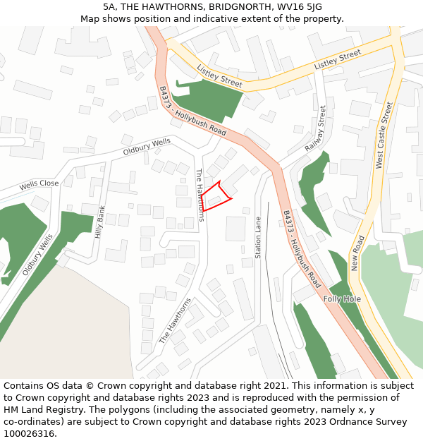 5A, THE HAWTHORNS, BRIDGNORTH, WV16 5JG: Location map and indicative extent of plot