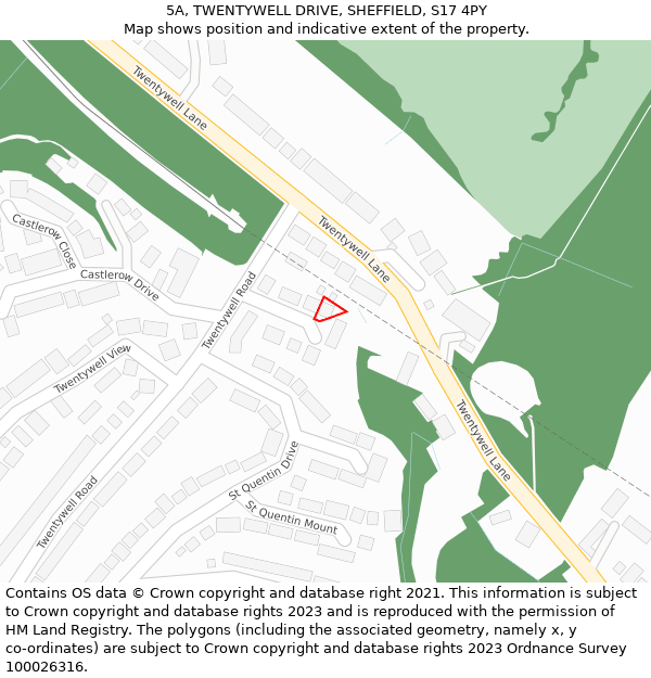 5A, TWENTYWELL DRIVE, SHEFFIELD, S17 4PY: Location map and indicative extent of plot