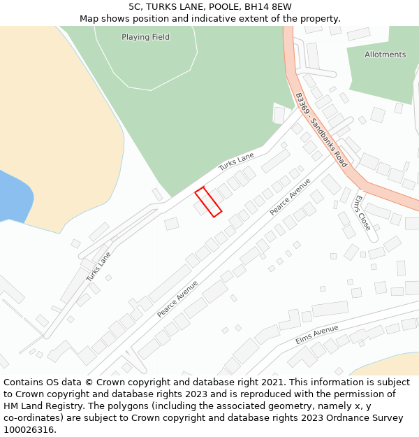 5C, TURKS LANE, POOLE, BH14 8EW: Location map and indicative extent of plot
