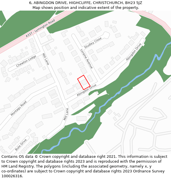 6, ABINGDON DRIVE, HIGHCLIFFE, CHRISTCHURCH, BH23 5JZ: Location map and indicative extent of plot