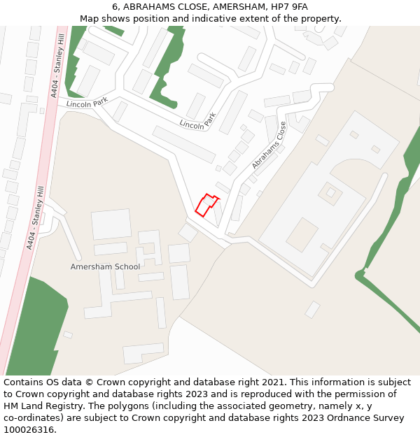 6, ABRAHAMS CLOSE, AMERSHAM, HP7 9FA: Location map and indicative extent of plot