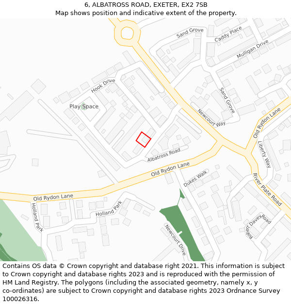 6, ALBATROSS ROAD, EXETER, EX2 7SB: Location map and indicative extent of plot