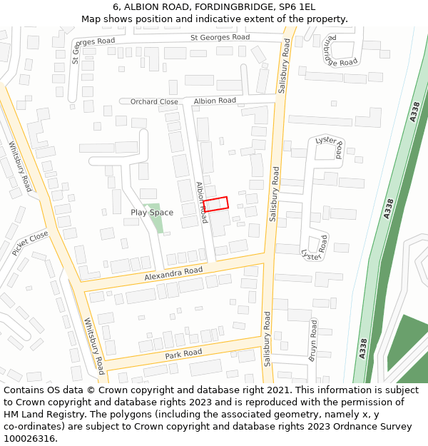 6, ALBION ROAD, FORDINGBRIDGE, SP6 1EL: Location map and indicative extent of plot