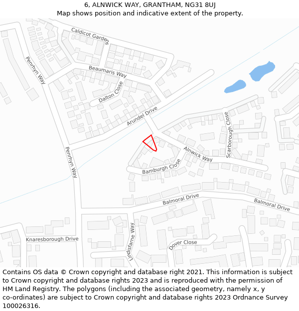 6, ALNWICK WAY, GRANTHAM, NG31 8UJ: Location map and indicative extent of plot