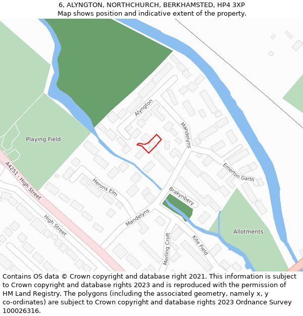 6, ALYNGTON, NORTHCHURCH, BERKHAMSTED, HP4 3XP: Location map and indicative extent of plot