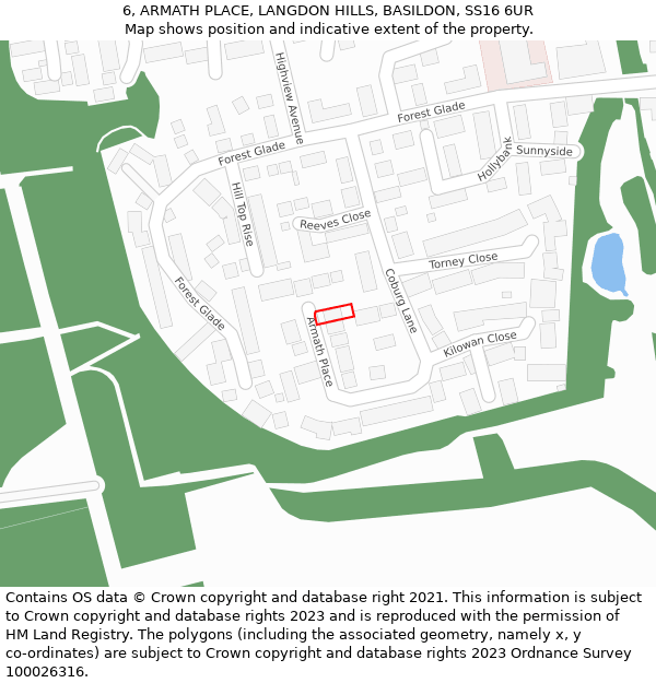 6, ARMATH PLACE, LANGDON HILLS, BASILDON, SS16 6UR: Location map and indicative extent of plot