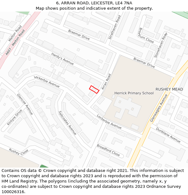 6, ARRAN ROAD, LEICESTER, LE4 7NA: Location map and indicative extent of plot
