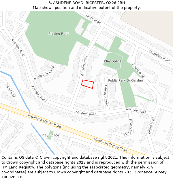 6, ASHDENE ROAD, BICESTER, OX26 2BH: Location map and indicative extent of plot