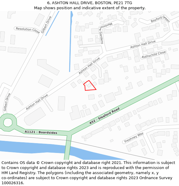 6, ASHTON HALL DRIVE, BOSTON, PE21 7TG: Location map and indicative extent of plot