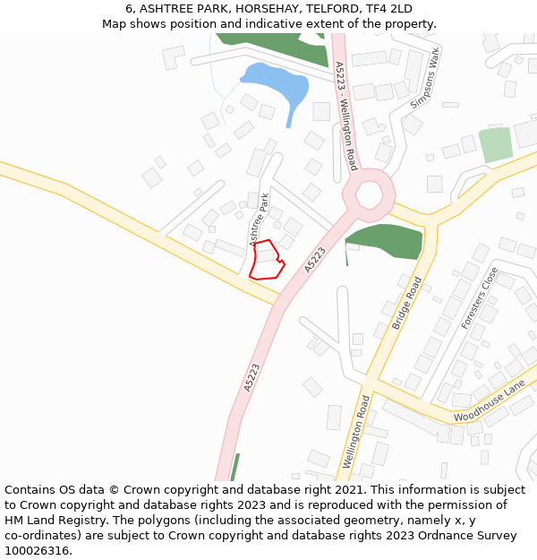6, ASHTREE PARK, HORSEHAY, TELFORD, TF4 2LD: Location map and indicative extent of plot