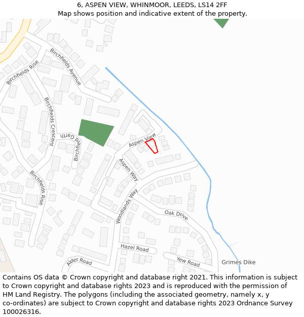 6, ASPEN VIEW, WHINMOOR, LEEDS, LS14 2FF: Location map and indicative extent of plot