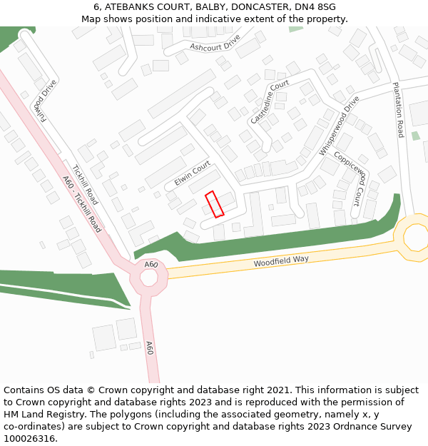 6, ATEBANKS COURT, BALBY, DONCASTER, DN4 8SG: Location map and indicative extent of plot