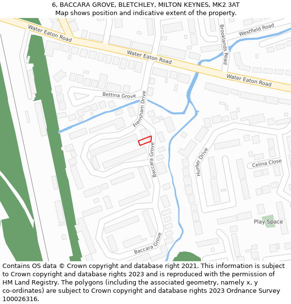 6, BACCARA GROVE, BLETCHLEY, MILTON KEYNES, MK2 3AT: Location map and indicative extent of plot