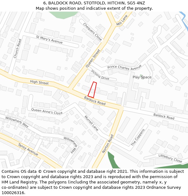 6, BALDOCK ROAD, STOTFOLD, HITCHIN, SG5 4NZ: Location map and indicative extent of plot