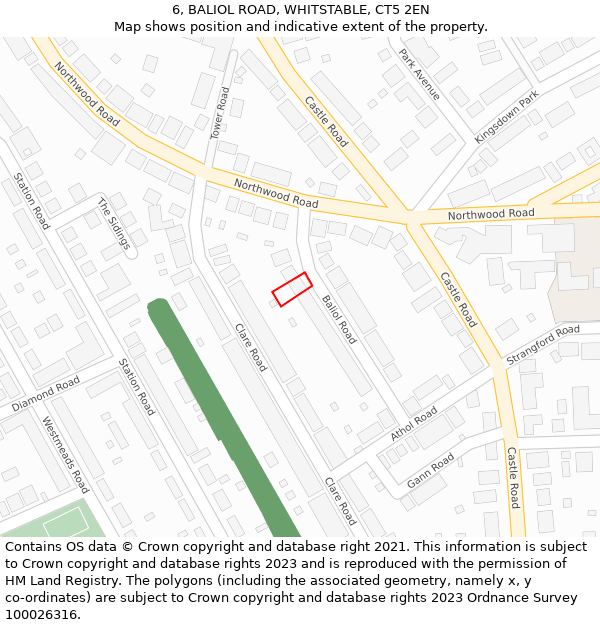 6, BALIOL ROAD, WHITSTABLE, CT5 2EN: Location map and indicative extent of plot