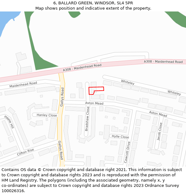 6, BALLARD GREEN, WINDSOR, SL4 5PR: Location map and indicative extent of plot