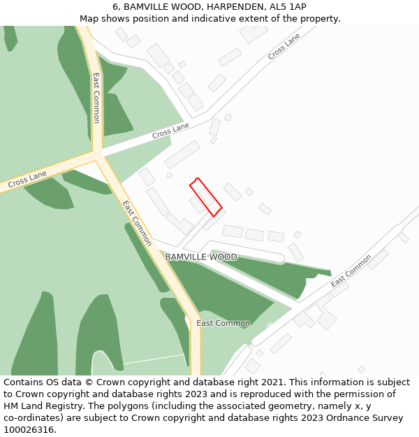 6, BAMVILLE WOOD, HARPENDEN, AL5 1AP: Location map and indicative extent of plot