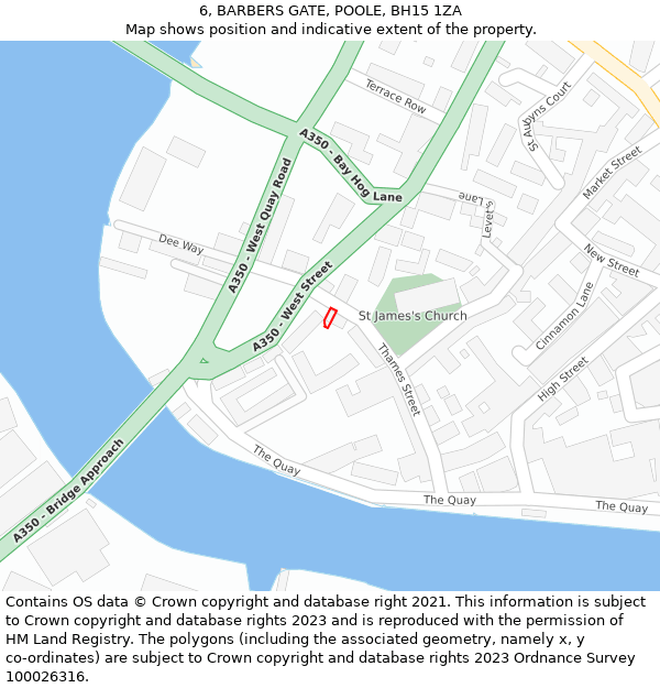 6, BARBERS GATE, POOLE, BH15 1ZA: Location map and indicative extent of plot