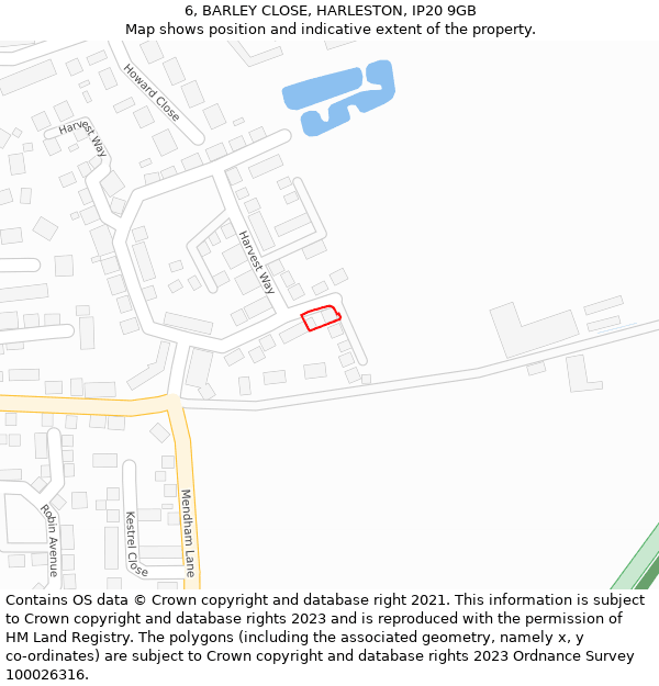 6, BARLEY CLOSE, HARLESTON, IP20 9GB: Location map and indicative extent of plot