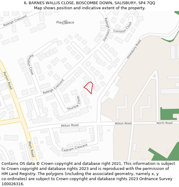 6, BARNES WALLIS CLOSE, BOSCOMBE DOWN, SALISBURY, SP4 7QQ: Location map and indicative extent of plot