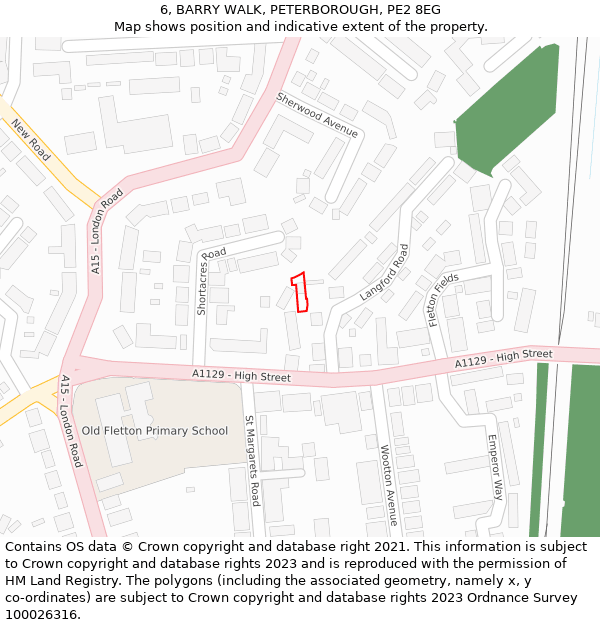 6, BARRY WALK, PETERBOROUGH, PE2 8EG: Location map and indicative extent of plot