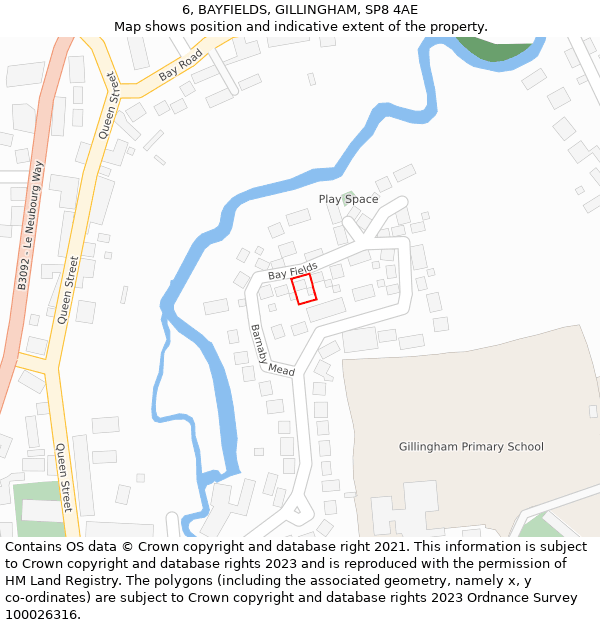 6, BAYFIELDS, GILLINGHAM, SP8 4AE: Location map and indicative extent of plot