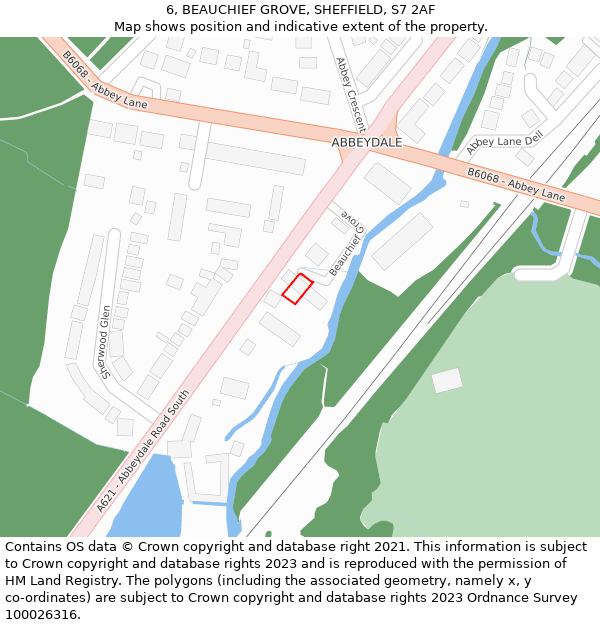 6, BEAUCHIEF GROVE, SHEFFIELD, S7 2AF: Location map and indicative extent of plot