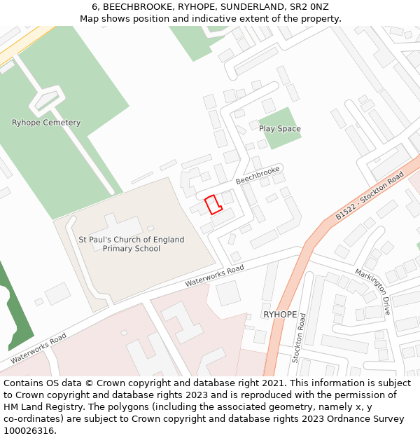 6, BEECHBROOKE, RYHOPE, SUNDERLAND, SR2 0NZ: Location map and indicative extent of plot