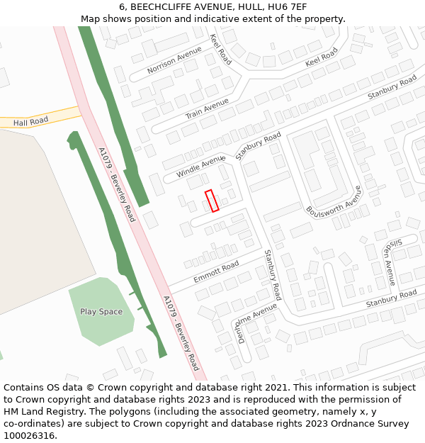 6, BEECHCLIFFE AVENUE, HULL, HU6 7EF: Location map and indicative extent of plot