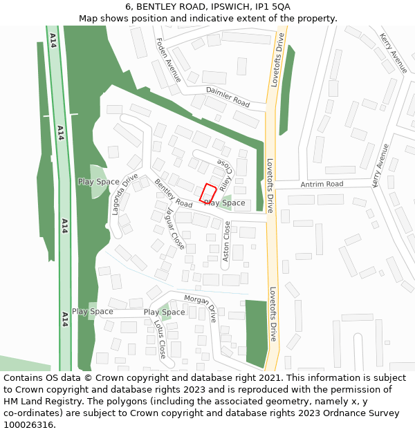 6, BENTLEY ROAD, IPSWICH, IP1 5QA: Location map and indicative extent of plot