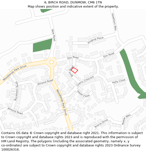 6, BIRCH ROAD, DUNMOW, CM6 1TN: Location map and indicative extent of plot