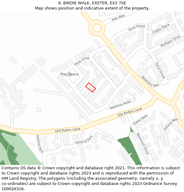 6, BIRDIE WALK, EXETER, EX2 7SE: Location map and indicative extent of plot