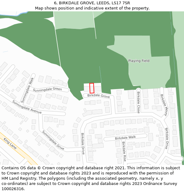 6, BIRKDALE GROVE, LEEDS, LS17 7SR: Location map and indicative extent of plot