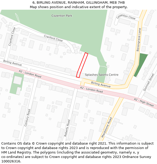 6, BIRLING AVENUE, RAINHAM, GILLINGHAM, ME8 7HB: Location map and indicative extent of plot