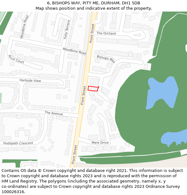 6, BISHOPS WAY, PITY ME, DURHAM, DH1 5DB: Location map and indicative extent of plot