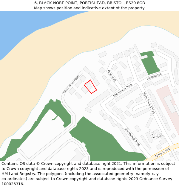6, BLACK NORE POINT, PORTISHEAD, BRISTOL, BS20 8GB: Location map and indicative extent of plot
