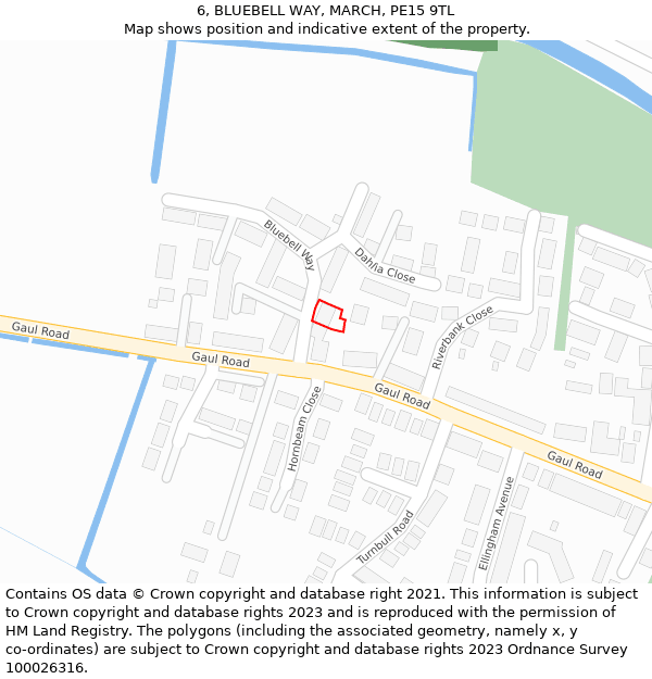 6, BLUEBELL WAY, MARCH, PE15 9TL: Location map and indicative extent of plot