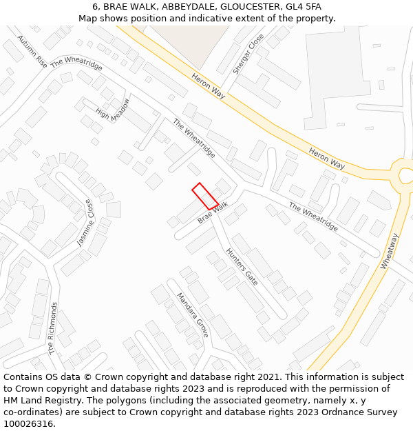 6, BRAE WALK, ABBEYDALE, GLOUCESTER, GL4 5FA: Location map and indicative extent of plot