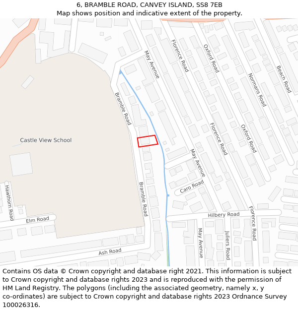 6, BRAMBLE ROAD, CANVEY ISLAND, SS8 7EB: Location map and indicative extent of plot