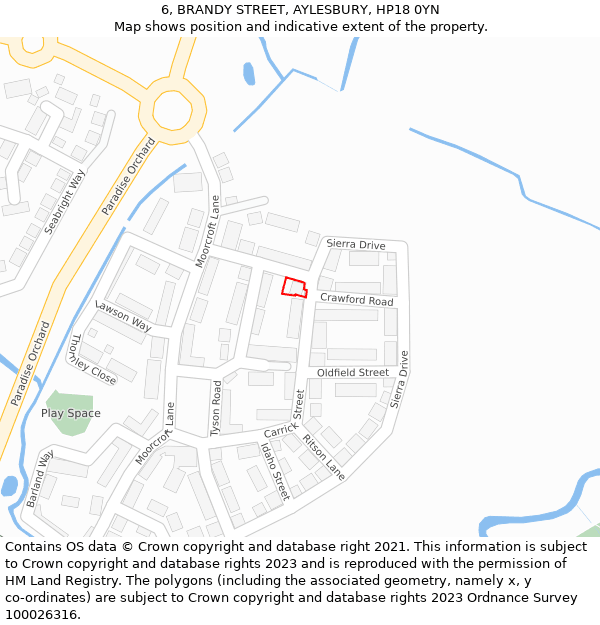 6, BRANDY STREET, AYLESBURY, HP18 0YN: Location map and indicative extent of plot