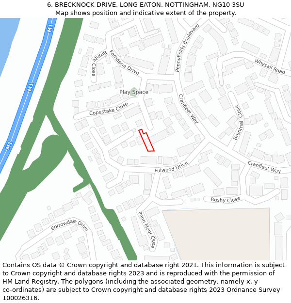 6, BRECKNOCK DRIVE, LONG EATON, NOTTINGHAM, NG10 3SU: Location map and indicative extent of plot