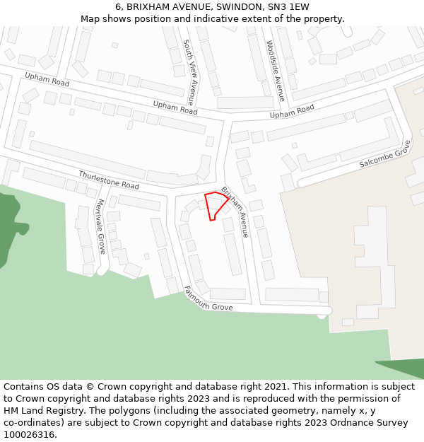 6, BRIXHAM AVENUE, SWINDON, SN3 1EW: Location map and indicative extent of plot