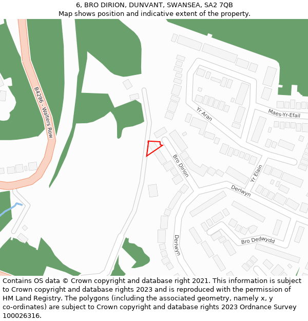 6, BRO DIRION, DUNVANT, SWANSEA, SA2 7QB: Location map and indicative extent of plot